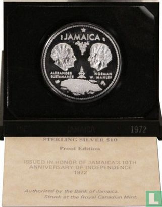 Jamaïque 10 dollars 1972 (BE) "10th anniversary of Independence" - Image 3