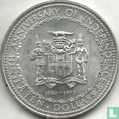 Jamaica 10 dollars 1972 "10th anniversary of Independence" - Image 1