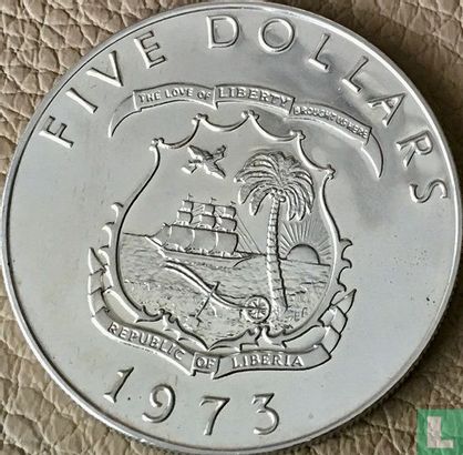 Liberia 5 dollars 1973 - Image 1