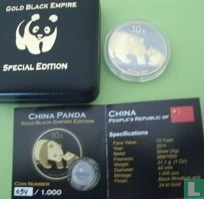 China 10 Yuan 2011 (teilweise vergoldet) "Panda" - Bild 3