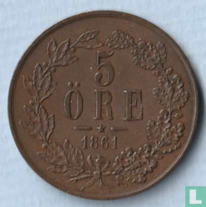 Suède 5 öre 1861 - Image 1