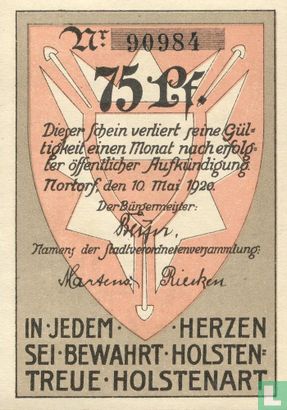 Nortorf, Stadt - 75 Pfennig  1920 - Afbeelding 1