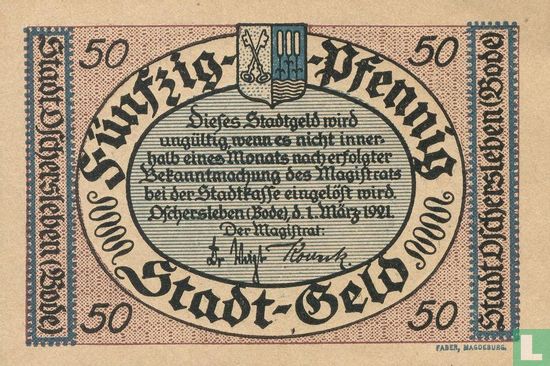 Oschersleben am Bode, Stadt - 50 Pfennig 1921  - Afbeelding 1
