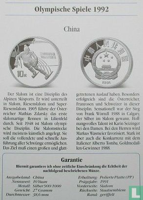 China 10 yuan 1991 (PROOF) "1992 Winter Olympics in Albertville" - Image 3