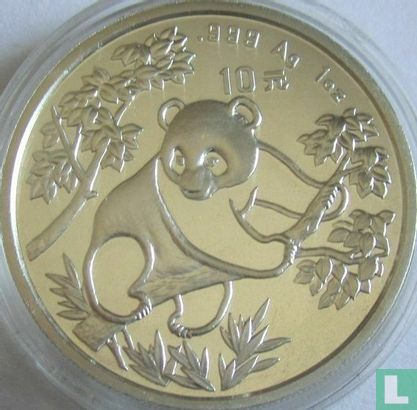 China 10 Yuan 1992 (Silber) "Panda" - Bild 2