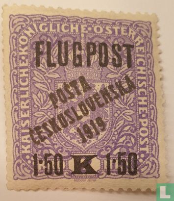 Austrian Airmail Stamps of 1918 Overprinted "POŠTA ČESKOSLOVENSKÁ 1919" - Image 1