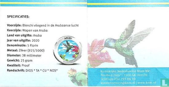 Aruba 5 florin 2020 (PROOF) "Hummingbird" - Image 3