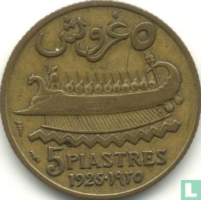 Liban 5 piastres 1925 (type 1) - Image 1
