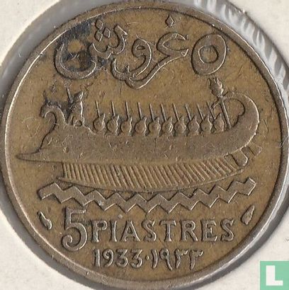 Lebanon 5 piastres 1933 - Image 1