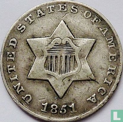 Vereinigte Staaten 3 Cent 1851 (ohne Buchstabe) - Bild 1