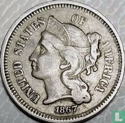 États-Unis 3 cents 1867 (cuivre-nickel) - Image 1