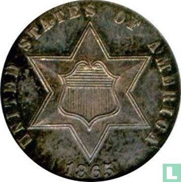 United States 3 cents 1865 (silver) - Image 1