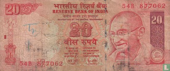 India 20 Rupees 2007 (E) - Image 1