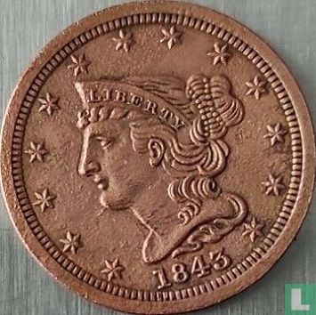 États-Unis ½ cent 1843 (refrappe) - Image 1
