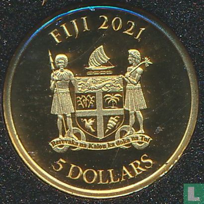 Fiji 5 dollars 2021 (PROOF) "60th anniversary First man in space" - Image 1