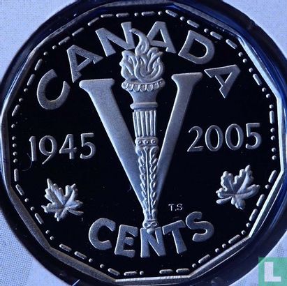 Canada 5 cents 2005 (PROOF - colourless) "60th anniversary of VE-DAY" - Image 1