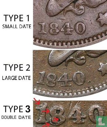 United States 1 cent 1840 (type 2) - Image 3
