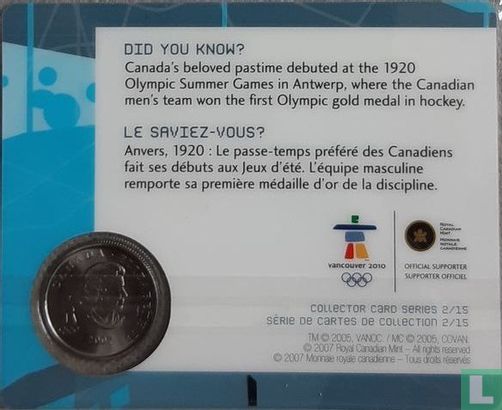  Canada 25 cents 2007 (coincard) "Vancouver 2010 Winter Olympics - Ice hockey" - Afbeelding 2