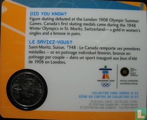Canada 25 cents 2008 (coincard) "Vancouver 2010 Winter Olympics - Figure skating" - Image 2
