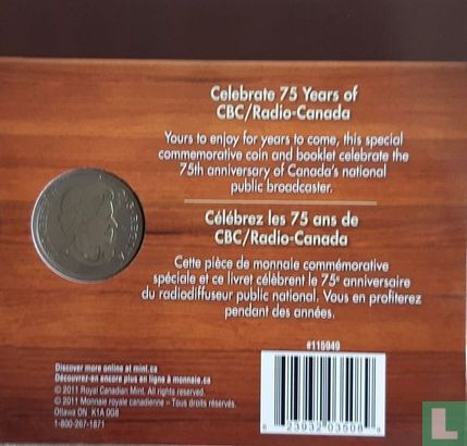 Canada 25 cents 2011 (folder) "75th anniversary Canadian national public broadcasting" - Afbeelding 2