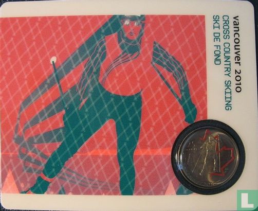 Canada 25 cents 2009 (coincard) "Vancouver 2010 Winter Olympics - Cross country skiing" - Afbeelding 1
