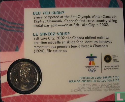 Canada 25 cents 2009 (coincard) "Vancouver 2010 Winter Olympics - Cross country skiing" - Afbeelding 2