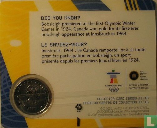 Canada 25 cents 2008 (coincard) "Vancouver 2010 Winter Olympics - Bobsleigh" - Afbeelding 2
