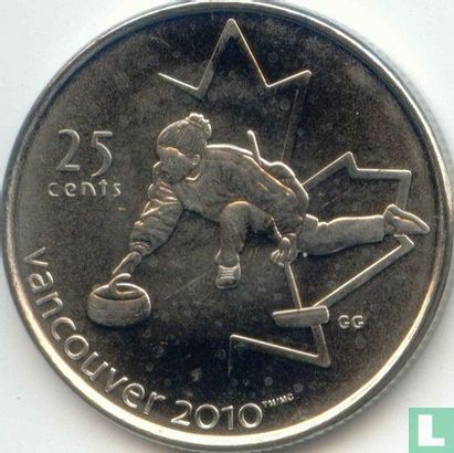 Canada 25 cents 2007 (kleurloos) "Vancouver 2010 Winter Olympics - Curling" - Afbeelding 2