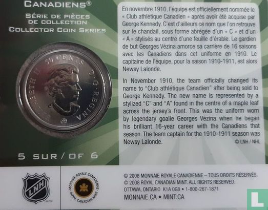 Canada 50 cents 2009 (coincard) "100 years of the Montreal Canadiens" - Afbeelding 2