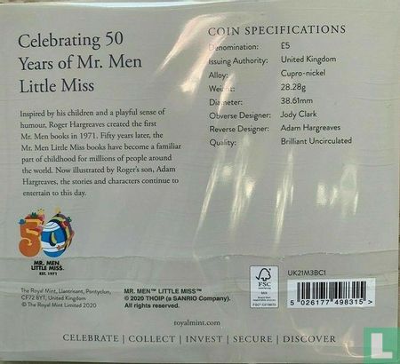 United Kingdom 5 pounds 2021 (folder - coloured) "50th anniversary Mr. Men & Little Miss - Little Miss Sunshine" - Image 2