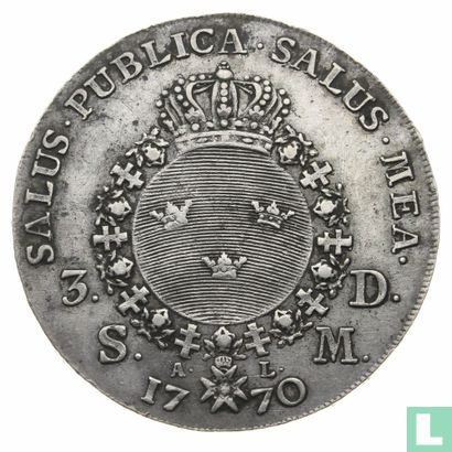 Zweden 3 riksdaler 1770 - Afbeelding 1