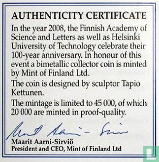 Finnland 5 Euro 2008 "100 years Helsinki University of Technology & Finnish Academy of science and letters" - Bild 3