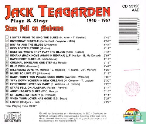 Jack Teagarden Plays & Sings  1940-1957 Stars Fell on Alabama - Bild 2