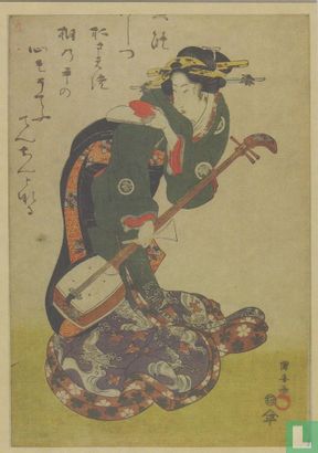 Geisha with a shamisen, from the series collection of geisha, 1816/18 - Afbeelding 1