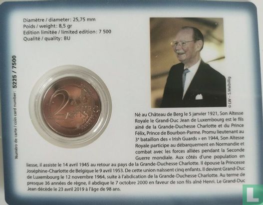 Luxembourg 2 euro 2021 (coincard) "100th anniversary Birth of Grand Duke Jean" - Image 2