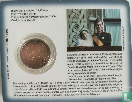 Luxembourg 2 euro 2021 (coincard) "40th anniversary of the marriage of Grand Duke Henri" - Image 2