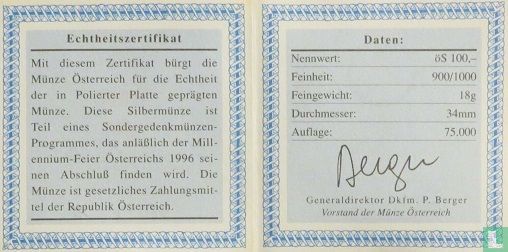Oostenrijk 100 schilling 1992 (PROOF) "Kaiser Karl V" - Afbeelding 3