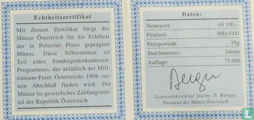 Oostenrijk 100 schilling 1994 (PROOF) "1848 Revolution - Archduke John of Austria" - Afbeelding 3