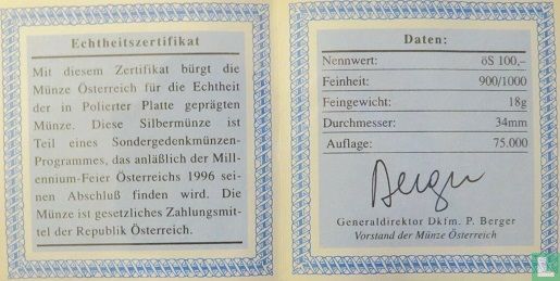 Austria 100 schilling 1991 (PROOF) "King Rudolph I of Habsburg" - Image 3