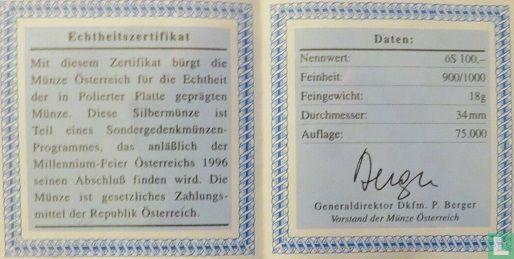 Oostenrijk 100 schilling 1996 (PROOF) "Margrave Leopold III" - Afbeelding 3