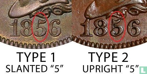 United States 1 cent 1856 (Braided hair - type 1) - Image 3