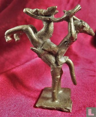 Brons Asante goudgewicht - man op paard  - Afbeelding 2