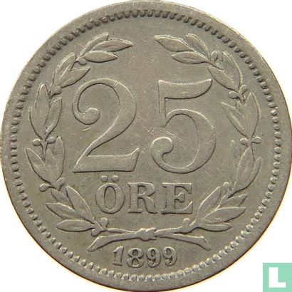 Zweden 25 öre 1899 (klein jaartal) - Afbeelding 1