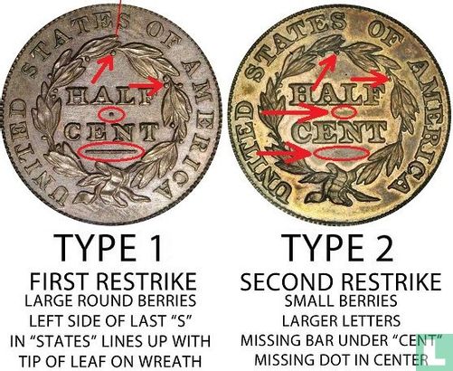 United States ½ cent 1831 (restrike - type 1) - Image 3