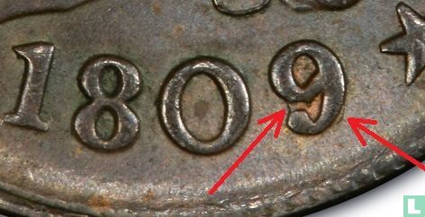 Verenigde Staten ½ cent 1809 (1809/6) - Afbeelding 3