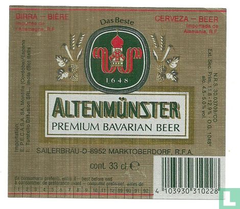 Altenmünster premium Bavarian beer