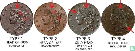 United States 1 cent 1839 (type 4) - Image 3