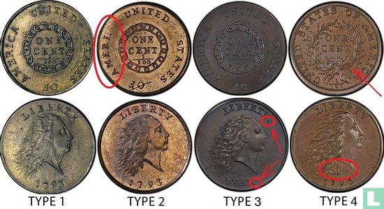 États-Unis 1 cent 1793 (Flowing hair - type 4) - Image 3