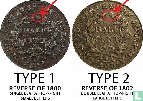 États-Unis ½ cent 1802 (type 2) - Image 3