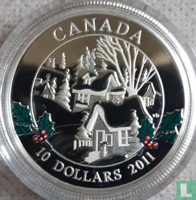 Kanada 10 Dollar 2011 (PP) "Winter scene - Two houses" - Bild 1